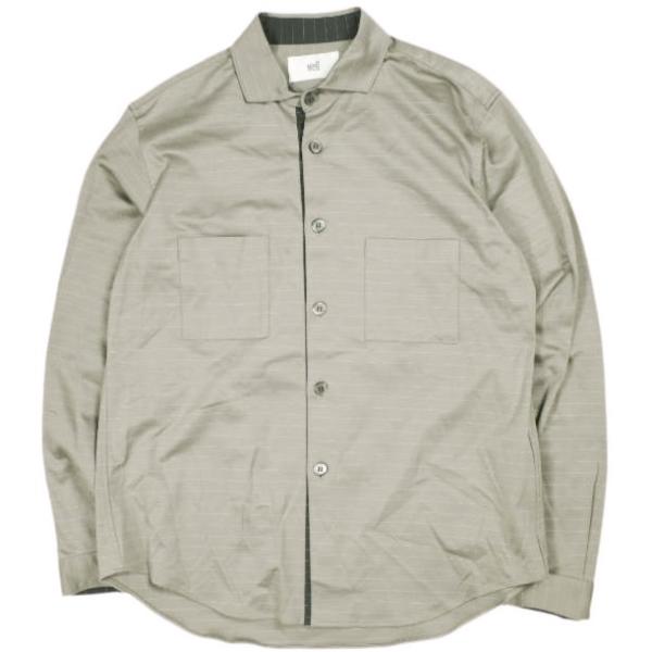 新品 well ウェル 20AW 日本製 ストレッチボーダーロングスリーブシャツ WB20YY01 1 GREIGE 長袖 ピンストライプ トップス g26413