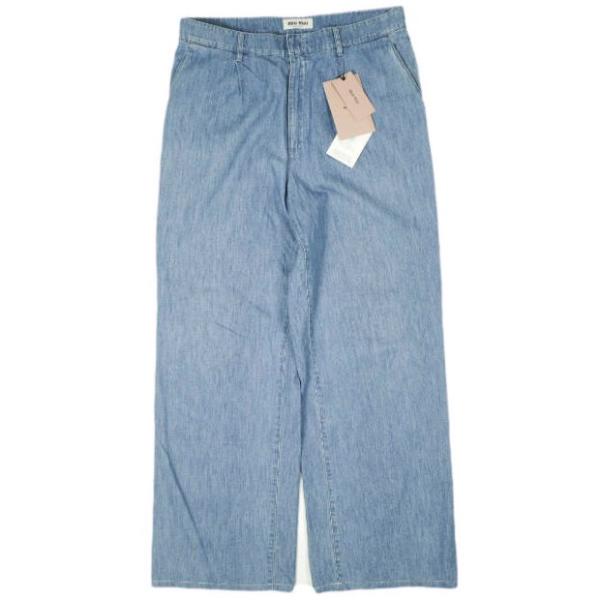 MIU ミュウミュウ イタリア製 Chambray Denim Pants ロゴ刺繍 