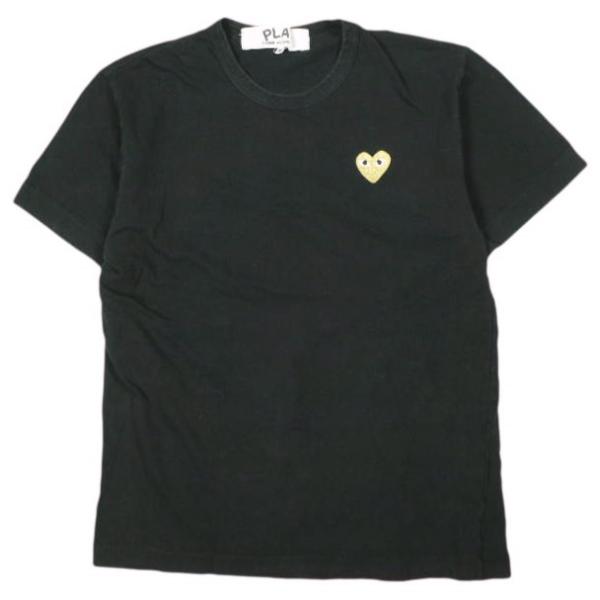PLAY COMME des GARCONS プレイコムデギャルソン S/S TEE - GOLD HEART ゴールドハートワッペン刺繍 Tシャツ M BLACK 半袖 Filip Pagowski