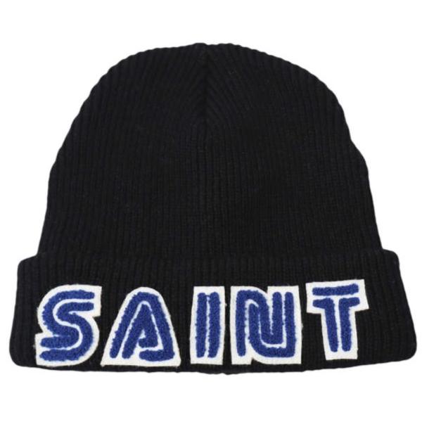 新品 SAINT MICHAEL セントマイケル 25AW SG_KNIT CAP/SAINT SEGA セガ ウールニットキャップ SM-HR1-0000-C65 BLACK Mxxxxxx ビーニー