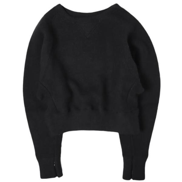 新品 SEEALL シーオール 25AW 日本製 SLIT SLEEVE SWEAT ヤクウール スリットスリーブスウェット SAW51 SW901 MM-001 M BLACK 定価40,700円