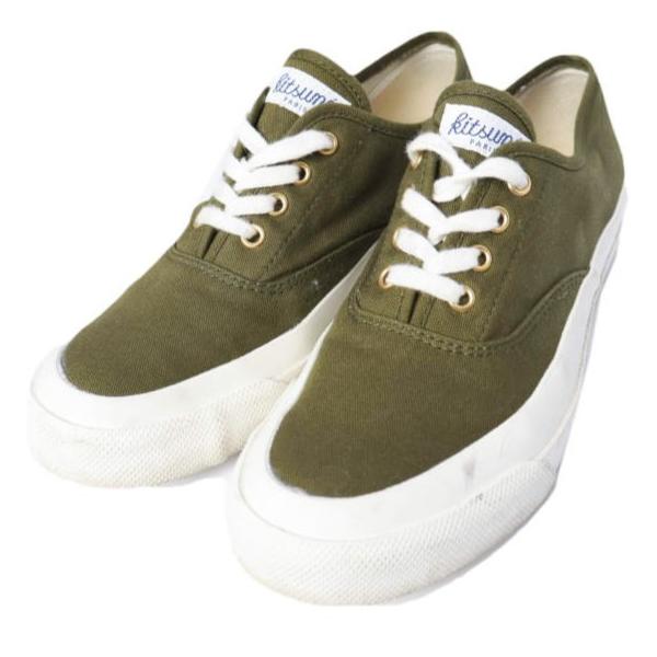 MAISON KITSUNE メゾンキツネ 日本製 CANVAS SNEAKERS キャンバススニーカー 36(22.5cm) OLIVE スニーカー シューズ g27322