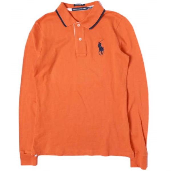 RALPH LAUREN ラルフローレン GOLF ビッグポニー 鹿の子ロングスリーブポロシャツ 0495978LPO XS ORANGE 長袖 トップス g27501