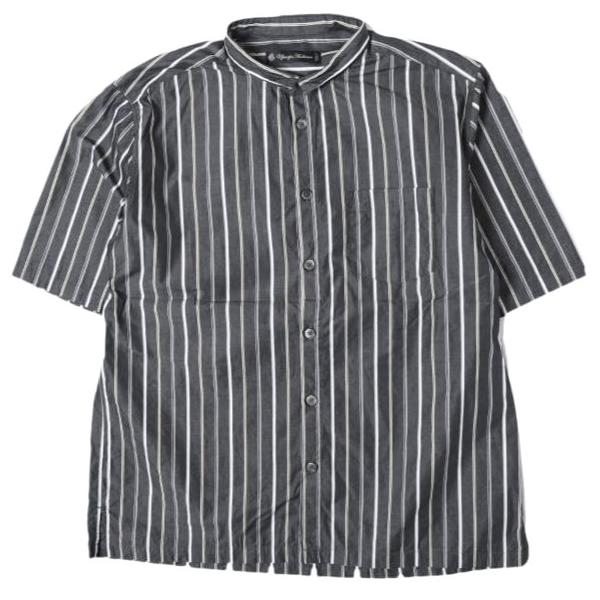 Upscape Audience アップスケープオーディエンス レジメンタルスタンドスモールカラー ハーフスリーブシャツ MADE IN JAPAN AUD6209 M BLK