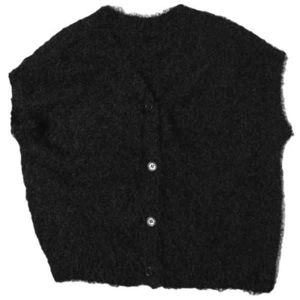 nano universe ナノユニバース 24AW フェザーヤーンクロップド丈前後2wayニットベスト 673-4222344 Free BLACK ジレ トップス g27676