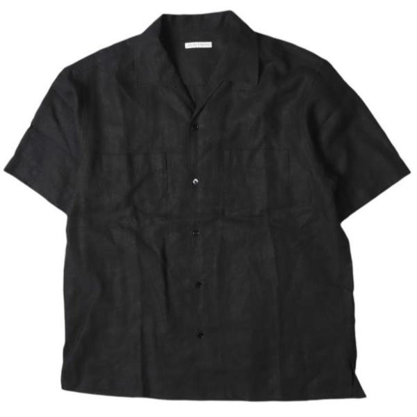 UNITED ARROWS ユナイテッドアローズ 26SS リネンキャンブリック ワンピースオープンカラーシャツ 1116-1-410012 L BLACK 半袖 開襟