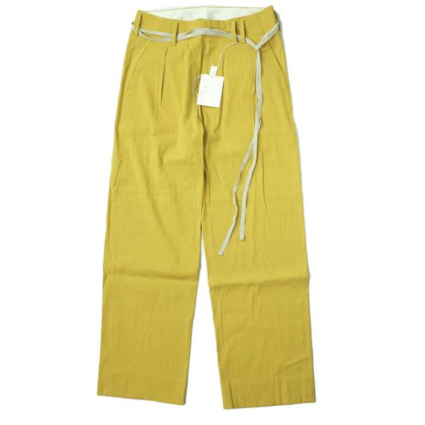 ANCELLM アンセルム 22SS 日本製 LINEN VISCOSE STRAIGHT PANTS リネンヴィスコース ストレートパンツ ANC-PT08 1 YELLOW タック ベルテッド ボトムス【新古品】【中古】【ANCELLM】 looponline_g6542