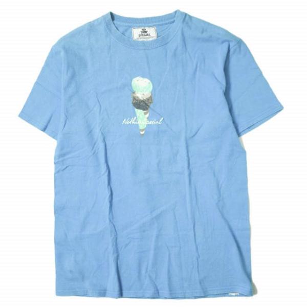 NOTHIN' SPECIAL ナッシンスペシャル 18SS ICE CREAM T-shirts アイスクリーム プリントクルーネックTシャツ M ブルー 半袖 トップス g8037