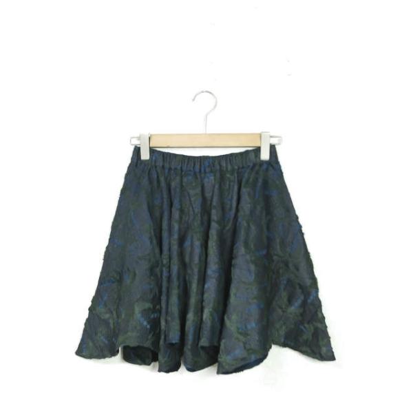 Julien David ジュリアンディビッド 3D Tropical Velvet skirt トロピカル柄 ベルベットイージースカート S ネイビー/グリーン lc24018