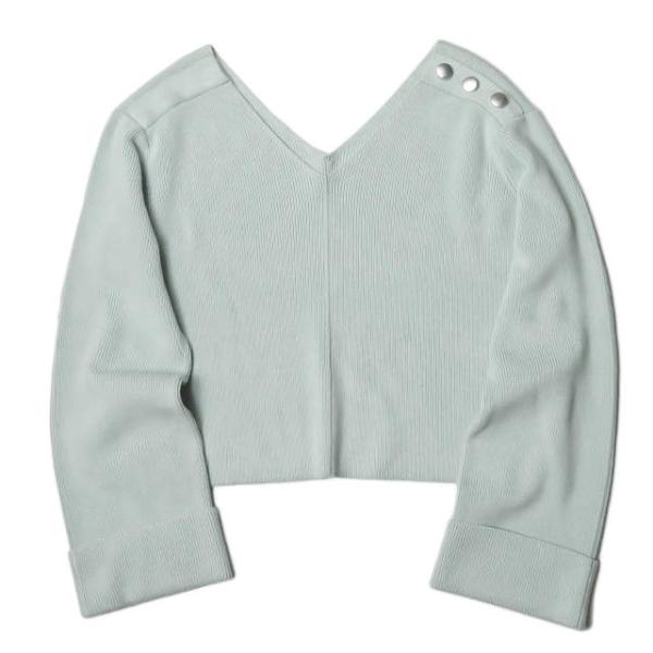 Ray BEAMS レイビームス 19SS ショルダーボタンVネックニット 63-15-0450-584 フリー ブルー セーター 長袖 プルオーバー ☆☆lc26969