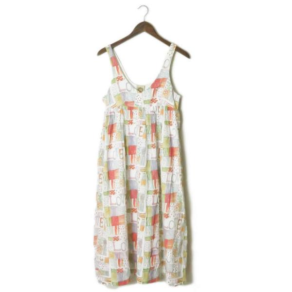 FAMILY AFFAIRS ファミリーアフェアーズ Odile Dress Love Print プリントキャミワンピース S ホワイト 総柄 テキスタイル lc27505