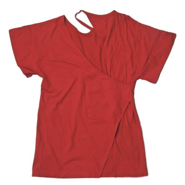 EARIH アーリ 日本製 asymmetry T アシンメトリーTシャツ CB1005 フリー レッド 半袖 トップス ☆☆lc29356