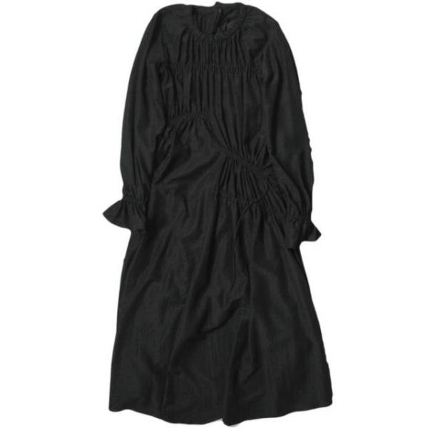 Ray BEAMS レイビームス 22SS アシメシャーリングワンピース 61-26-3119-462 ONE SIZE BLACK 長袖 ミモレ丈 ドレス トップス【中古】【Ray BEAMS】 looponline_lc31905