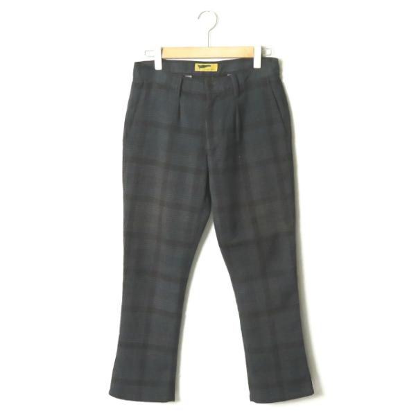 HURRAY HURRAY フレイフレイ フレーフレー 日本製 Check Flare Pants 1タックチェックフレアパンツ H1428 1 グレー ボトムス ☆☆mc62733