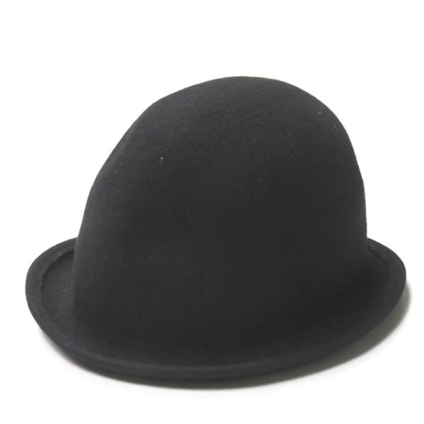ノーブランド イタリア製 Crushable Hat クラッシャブルハット 58(M/L) ブラック フェルト ウール 折りたたみ 帽子
