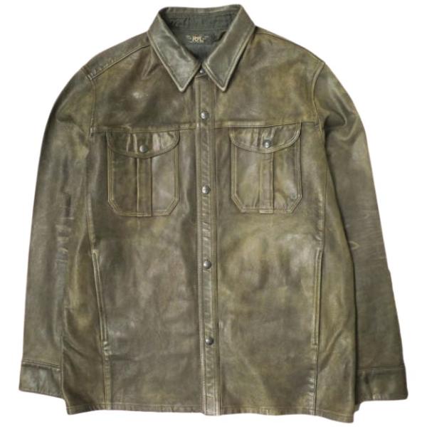 新品 RRL ダブルアールエル 25SS Hand-Distressed Leather Overshirt