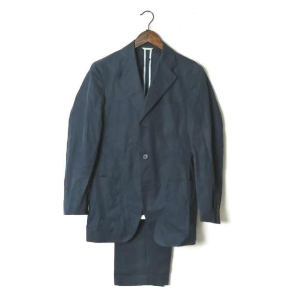 BELVEST x District UNITED ARROWS べルベスト ディストリクトユナイテッドアローズ 別注 イタリア製 コットン3Bジャケット&ノープリーツスラックス 42 ネイビー スーツ セットアップ テーラード 春夏用【中古】【BELVEST × District UNITED ARROWS】 BELVEST x District UNITED ARROWS べルベスト ユナイテッドアローズ