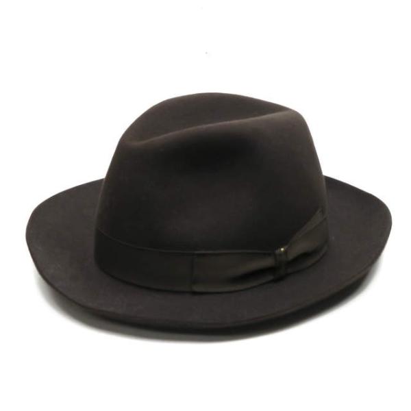 Borsalino ボルサリーノ イタリア製 QUALITA SUPERIORE ラビットファーフェルトハット UK7 3/8(60cm) ダークブラウン 帽子