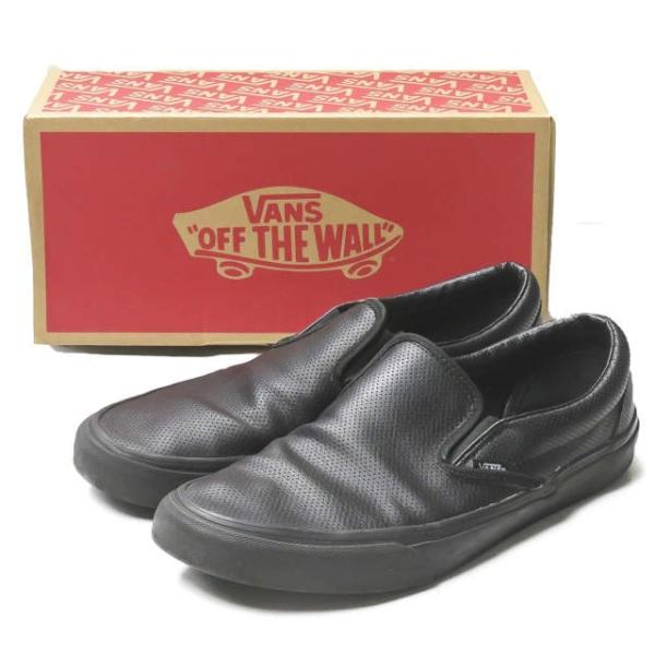 バンズ VANS CLASSIC SLIP-ON Perf Leather パンチングレザー クラシックスリッポン US9(27cm) ブラック スニーカー シューズ