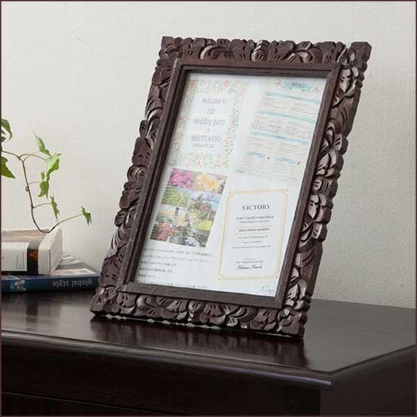 写真立て おしゃれ かわいい フォトフレーム A4 木製 ウェルカムボード ウェディング 結婚式 披露宴 記念 50286 アジアンインテリア ループ 通販 Yahoo ショッピング