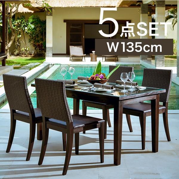 ダイニングテーブルセット アジアン家具 チーク無垢材 4人用 ダイニングテーブルセット アジアン家具 チーク無垢材 4人用
