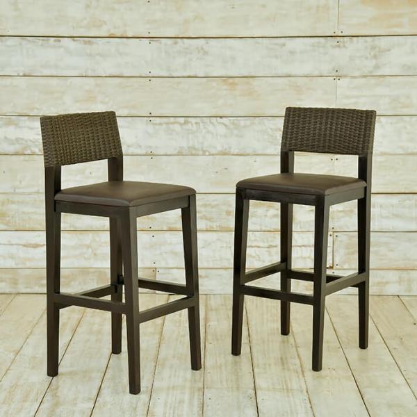 アジアン カウンターチェア ブラウン シンセティックラタン 木製 チーク 椅子 1人掛け 家具 人工ラタン バリ リゾート インテリア