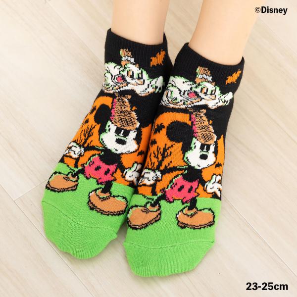 (Desney100周年)ミッキーマウス 探偵 おばけ スニーカー丈 ソックス 23-25cm ディズニー ハロウィン 福助 靴下 D1PK