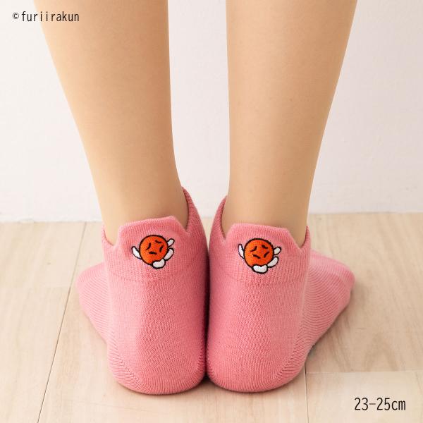 おにうめ うめぼし後ろ刺繍 スニーカー丈ソックス ピンク 23-25cm 靴下 レディース ONIUME fk-314-16c3-120 D1PK
