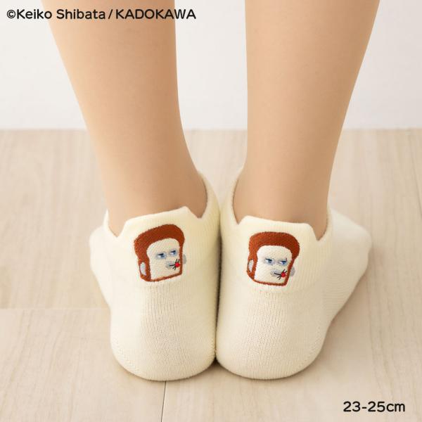 パンどろぼう 後ろ刺繍 スニーカー丈ソックス クリーム色 23-25cm レディース 靴下 福助 fk-369-25c1-305 D1PK