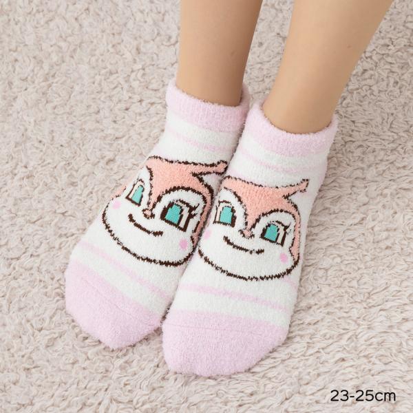 ドキンちゃん マシュマロ柄 スニーカー丈ソックス 23-25cm レディース 靴下 それいけ！アンパンマン 福助 fk-387-25h5-180 D1PK