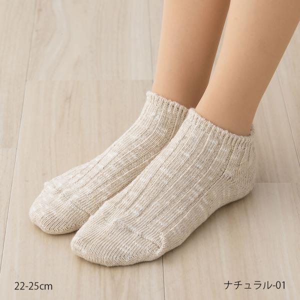 (SMALL STONE)綿麻 太リブ スニーカー丈ソックス 22-25cm・25-27cm 全３色 日本製 靴下 スモールストーン ss-cos0050 D1PK