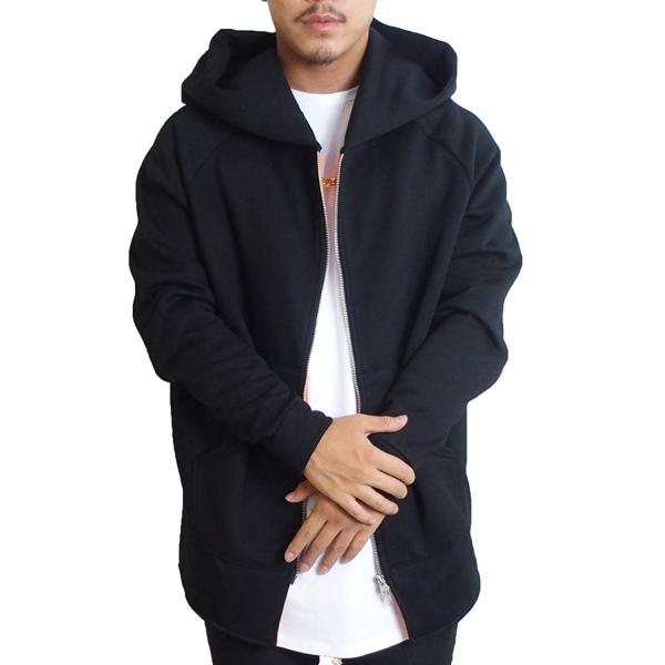メンズ フィッシュテール ロング丈 ジップアップ パーカー ビッグフード 長袖 無地 パーカー ブラック カーキ M L サイズ 送料無料 Buyee Buyee Japanese Proxy Service Buy From Japan Bot Online