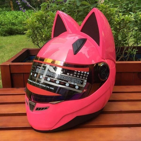 送料込 フルフェイスヘルメット 猫耳ヘルメット バイクヘルメット バイクメット 男女兼用 カッコイイ 可愛い Malushun 319 シールド付き 人気定番 Istx Edu Ec