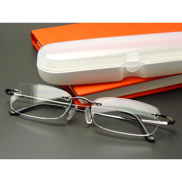 老眼鏡 携帯用 シニアグラス おしゃれ ツーポイント フチなし メガネ