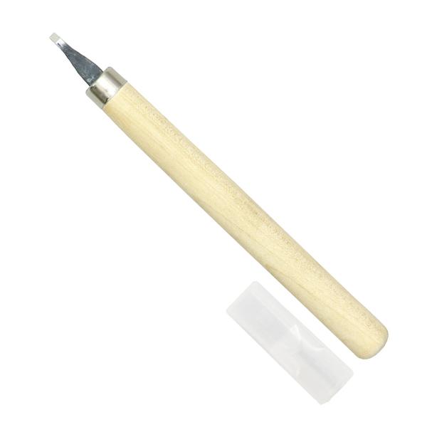てん刻の石やけしゴム印の削りに最適な専用刀。刃幅1.5mmなので繊細な表現が可能。全長:130mm■付属品：安全キャップ付■全長：130mm(刃幅1.5×長20mm)●夏休み●自由研究●工作