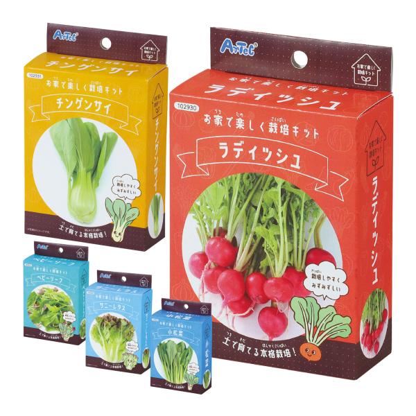 土で育てる野菜の栽培キット。土で育てる本格栽培!商品サイズ:143×90×40mm■商品サイズ：143×90×40mm■セット内容：プラ皿、ジョーロキャップ、圧縮土、種■重量：40g■材質：土、PP、種(ラディッシュ/チンゲンサイ/ベビーリ...