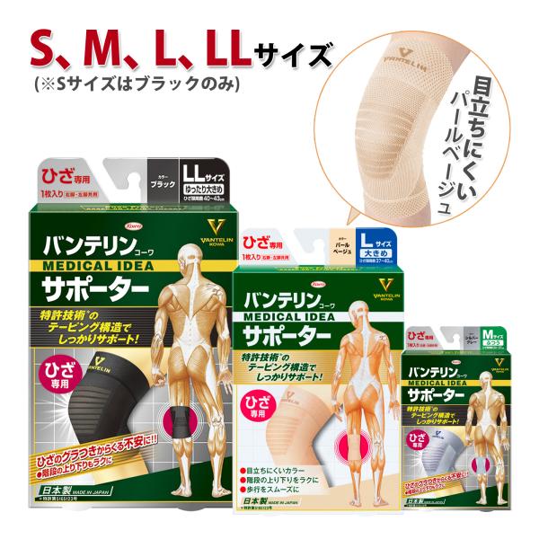 バンテリン サポーター 膝 M/L/LL 膝サポーター 左右兼用 ブラック シルバーグレー 医療用 でも使われる安心の 日本製 敬老の日 プレゼント