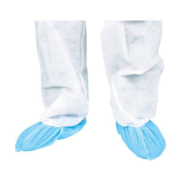 保護具 保護服・防護服 シューズカバー ●工場や事務所への汚れの侵入を防ぎます。●工場、事務所、清潔作業環境の汚れ防止。●色：ブルー●適合靴サイズ(cm)：24〜28●底部すべり止めなし●不織布（１層）