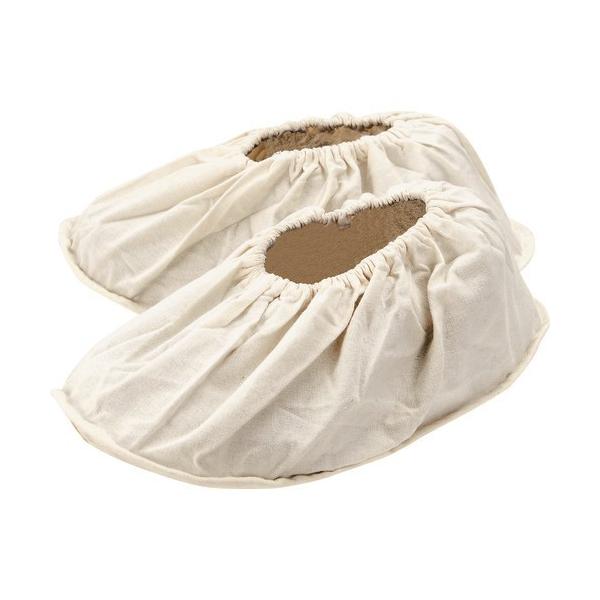 保護具 保護服・防護服 シューズカバー ●仕上げ、内装工事時の床面を傷つけにくくする靴用のカバーです。●帆布を使用しており、底が三重構造のため耐久性に優れています。●内装作業時の床面傷予防として。●作業現場への汚れの侵入防止。●色：生成り●...