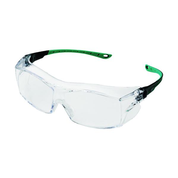 保護具 保護メガネ・防災面 一眼型保護メガネ ●高性能曇り止めコートを採用しました。●柔らかなテンプルでフィット感があり、掛け心地が良好です。●テンプルの角度を調節できます。●レンズ色：クリア●テンプル色：ブラック／グリーン●フレーム色：ク...
