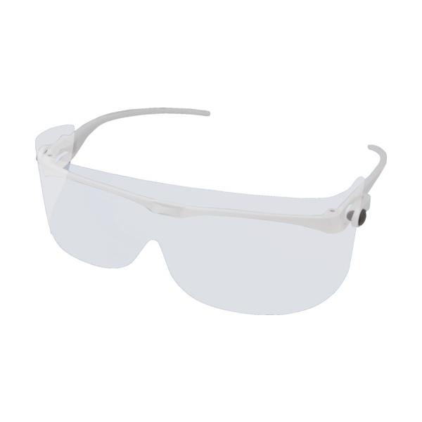 保護具 保護メガネ・防災面 一眼型保護メガネ ●レンズは交換が可能で、くもり止め処理がされています。●眼鏡の上からでも装着可能です。●ノーズパッドは脱着可能です。●レンズ色：クリア●テンプル色：ホワイト●幅(mm)：160●高さ(mm)：7...