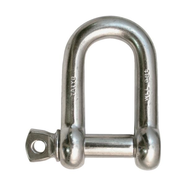 荷役用品 吊りクランプ・スリング・荷締機 シャックル ●JIS規格シャックルより口幅が広く、汎用性が高いシャックルです。●ステンレス製なので錆に強いです。●土木、建築工事などでの荷物の荷役・連結金具として使用●基本使用荷重(t)：0.09●...