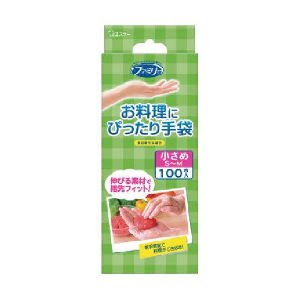 他サイト： エステー ファミリーお料理にぴったり手袋小さめサイズ 半透明100枚入 [ST76072] ST76072  販売単位：1の商品画像