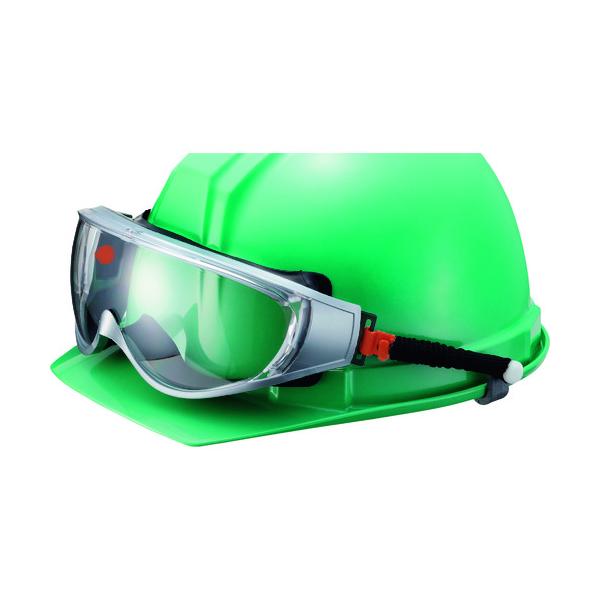 保護具 保護メガネ・防災面 セーフティーゴーグル ●強力な防曇効果で好評のVFPlusコーティング・ポリカーボネート製アイピースです。●難燃性カバー付きのスプリングバンドを搭載したヘルメット取付タイプです。●通気孔がない密閉タイプで、粉塵な...