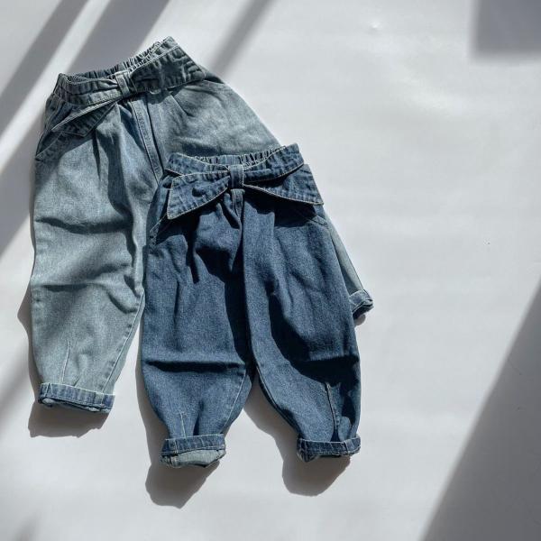 waist ribbon denim ウエストリボン デニム 女の子 可愛い 90cm 100cm 110cm 120cm 130cm 輸入 子供服 春 送料無料