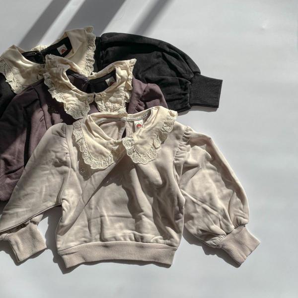 race collar balloon sleeve tee レース襟 バルーン袖 パフスリーブ カットソー Tシャツ女の子 可愛い 90cm 100cm 110cm 120cm 130cm 輸入 子供服 春 送料無料