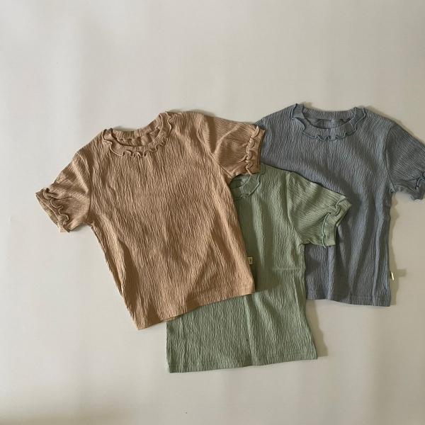 キッズ 女の子 メロウ 半袖 Tシャツ トップス tulip mellow tee クリンクル しわ加工 可愛い 60cm 66cm 70cm 73cm 80cm 90cm 100cm 海外 輸入 子供服 春 夏 秋