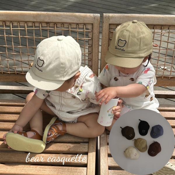 ベビー キッズ 帽子 キャスケット キャップ bear casquette くま ワンポイント ロゴキャプ 女の子 男の子 アクセサリー 可愛い 海外 輸入 子供服 春 夏 秋 冬