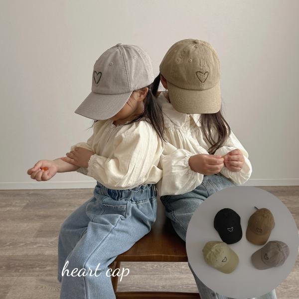 ベビー キッズ 帽子 キャップ heart cap ハート 刺繍 ワンポイント ロゴキャプ 女の子 男の子 アクセサリー 可愛い 海外 輸入 子供服 春 夏 秋 冬 送料無料
