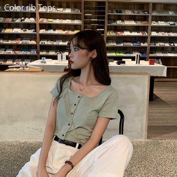 リブ Tシャツ おしゃれ 韓国 ファッション フロントボタン カットソー レディース 半袖 リブt トップス Fa011 スマホ携帯iphoneケース手帳型ls 通販 Yahoo ショッピング